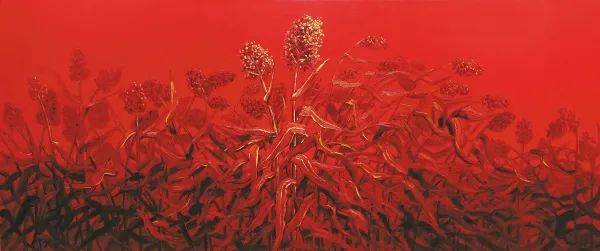 刘铁飞的油画作品《野性红高粱》.