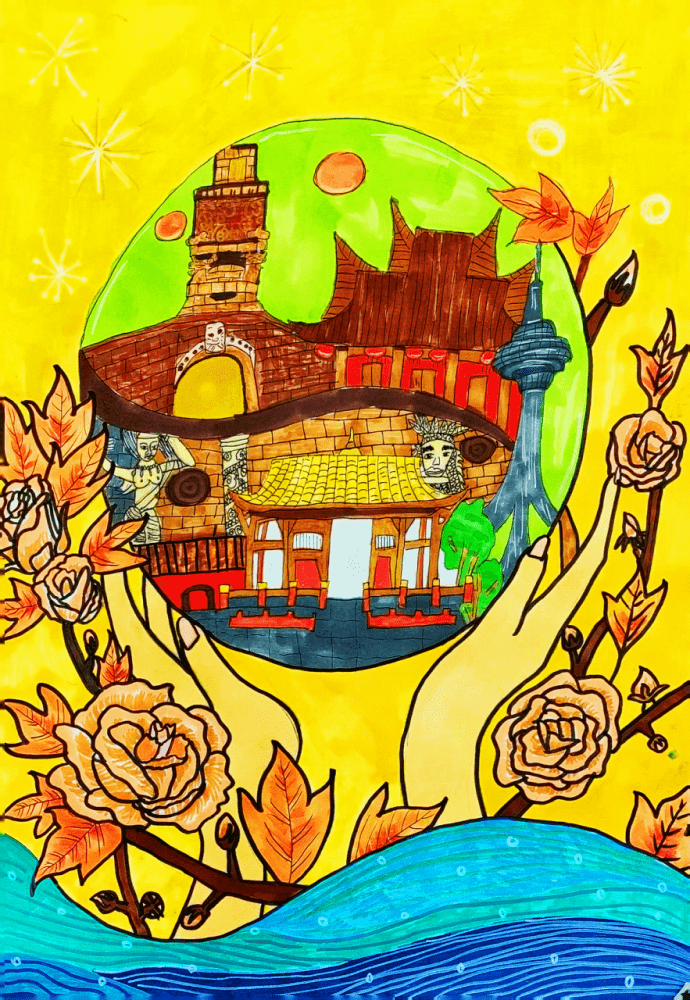 向仁豪 《我心中的旌阳》王雨欣《文庙》参展学校:德阳市旌阳区和新镇