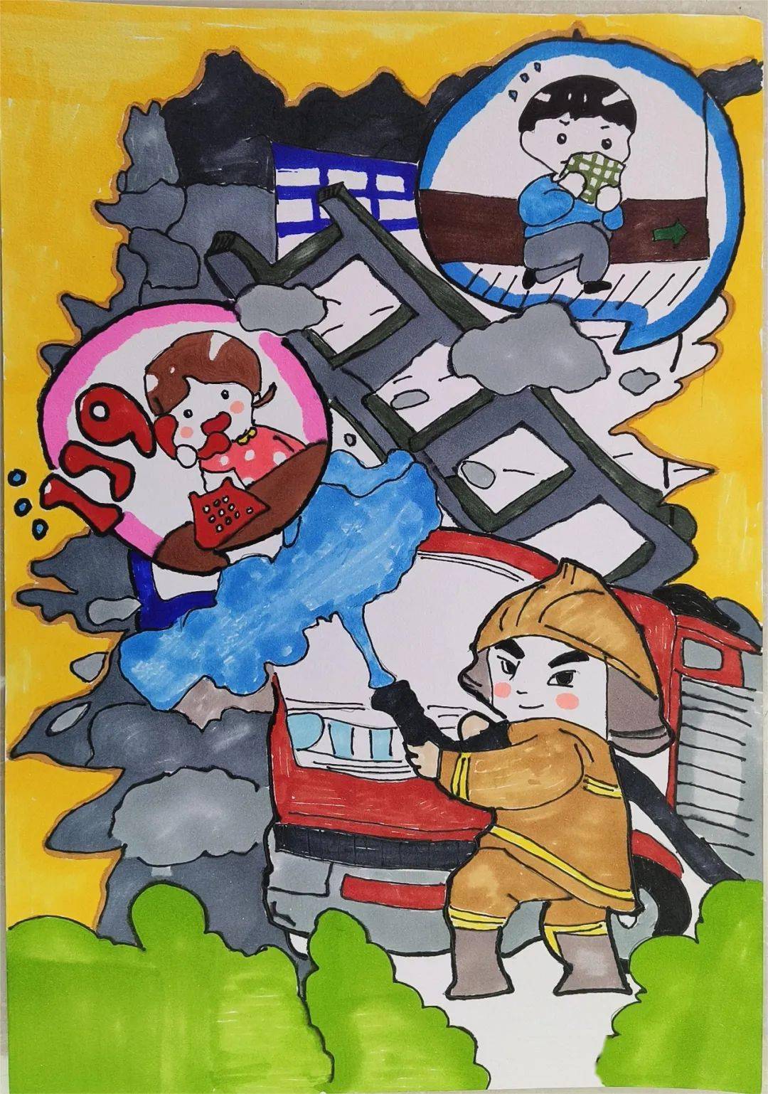 【消防宣传月】 我是小小消防员第八届儿童消防作文绘画大赛作品