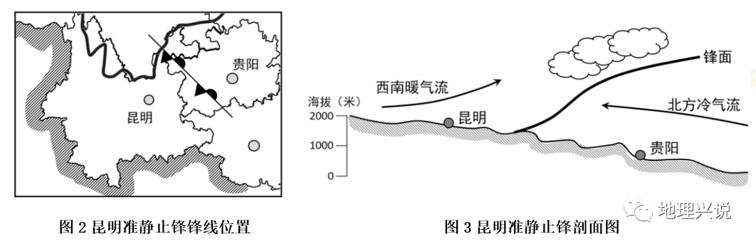 教科书级云贵准静止锋出现!