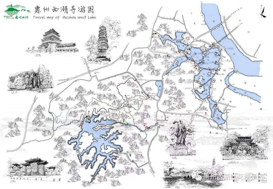 惠州西湖大门简笔画图片