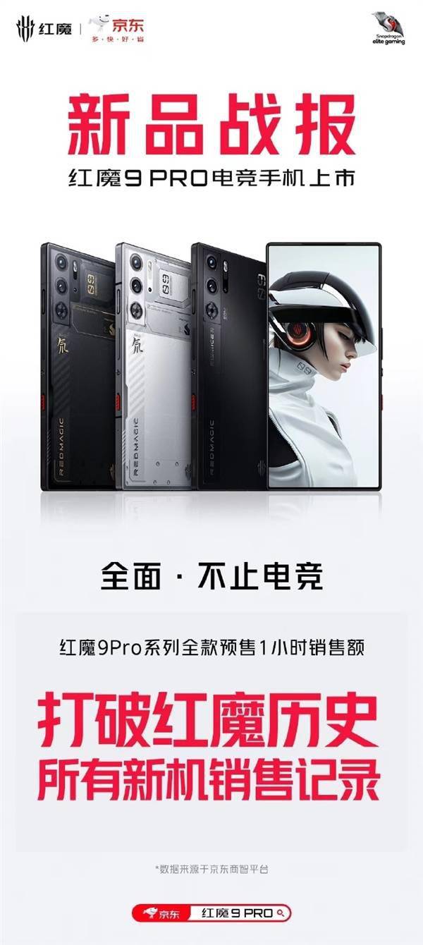 业内唯一背部纯平旗舰！红魔9 Pro预售卖爆：1小时销额破红魔历史记录(图2)