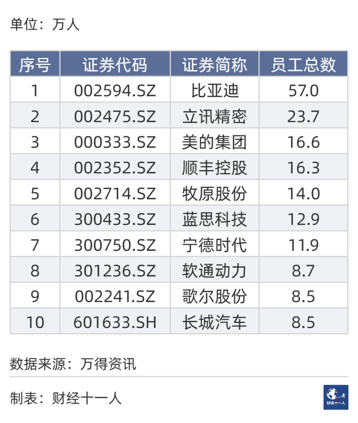 2023年，A股的十强公司