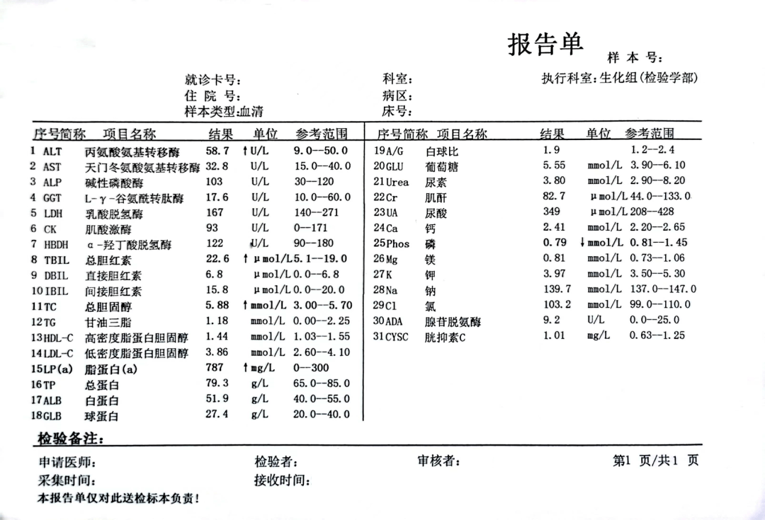 生化化验单图片图片