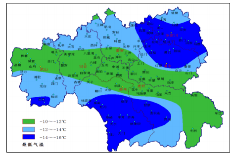 接近近十年曆史同期最低值(-18~-13℃),其中張家川縣南部,清水縣中