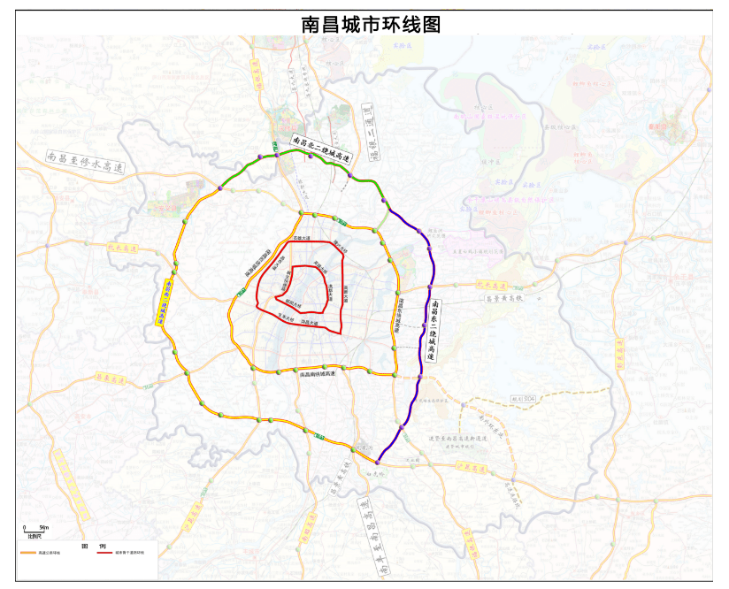 南昌一环二环三环地图图片