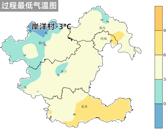 普寧和揭西的高寒山區16日至27日之間有7天在10°c以下從市區國家氣象